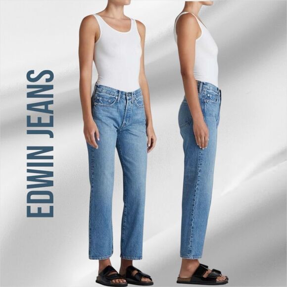 EDWIN ANTHROPOLOGIE Women’s Kali Ankle Jeans in the Size 26 inWipeout Blue Color - Picture 4 of 11